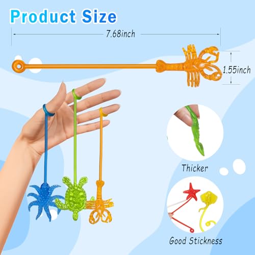 Genuvi Sticky Hands Bulk 42PCS Ocean Animal Party Favors for Kids Stretchy Sticky Hand Fidget Toys Goodie Bag Stuffers Treasure Box Toys for Classroom Prizes Birthday Party Supplies Easter Egg Fillers - Image 5