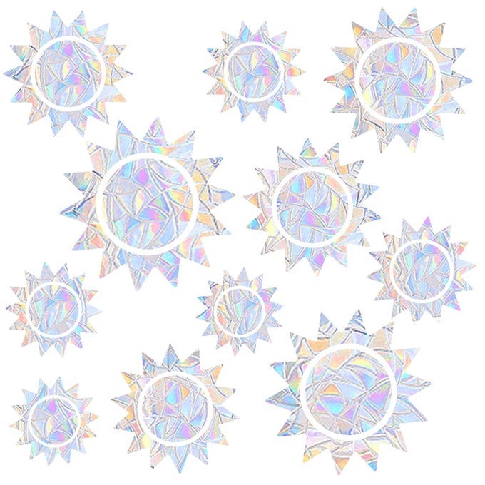 SUN WINDOW CLINGS SUN WINDOW DECALS STATIC CLING WINDOW STICKER ANTI COLLISION WINDOW DECALS FOR BIRD STRIKES RAINBOW STICKERS