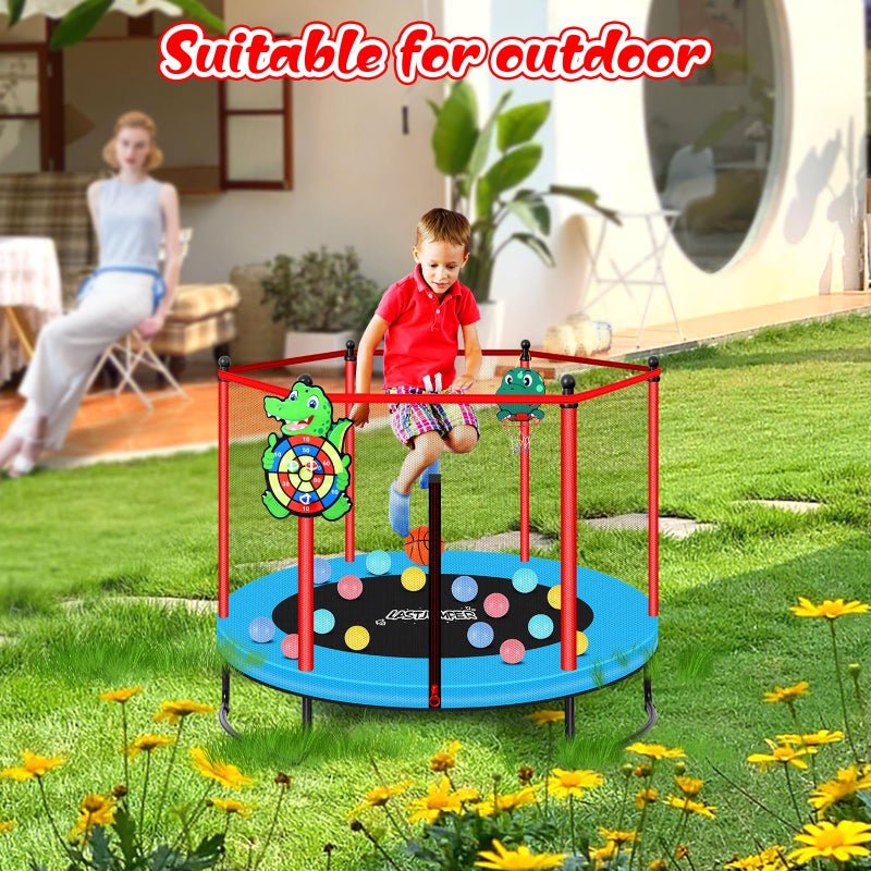 LASTJUMPER 5FT Kids Trampoline for Toddlers Age 3-6 Indoor Outdoorï¼Œ Small Trampoline for Kids with Basketball Hoop, Dart Board & Ball Pit, Baby Trampoline Toys, Birthday Gifts for Boys Girls - Image 4