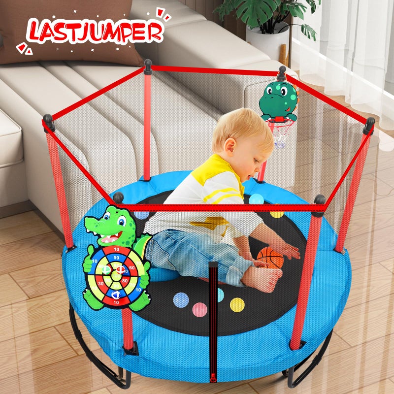 LASTJUMPER 5FT Kids Trampoline for Toddlers Age 3-6 Indoor Outdoorï¼Œ Small Trampoline for Kids with Basketball Hoop, Dart Board & Ball Pit, Baby Trampoline Toys, Birthday Gifts for Boys Girls - Image 5