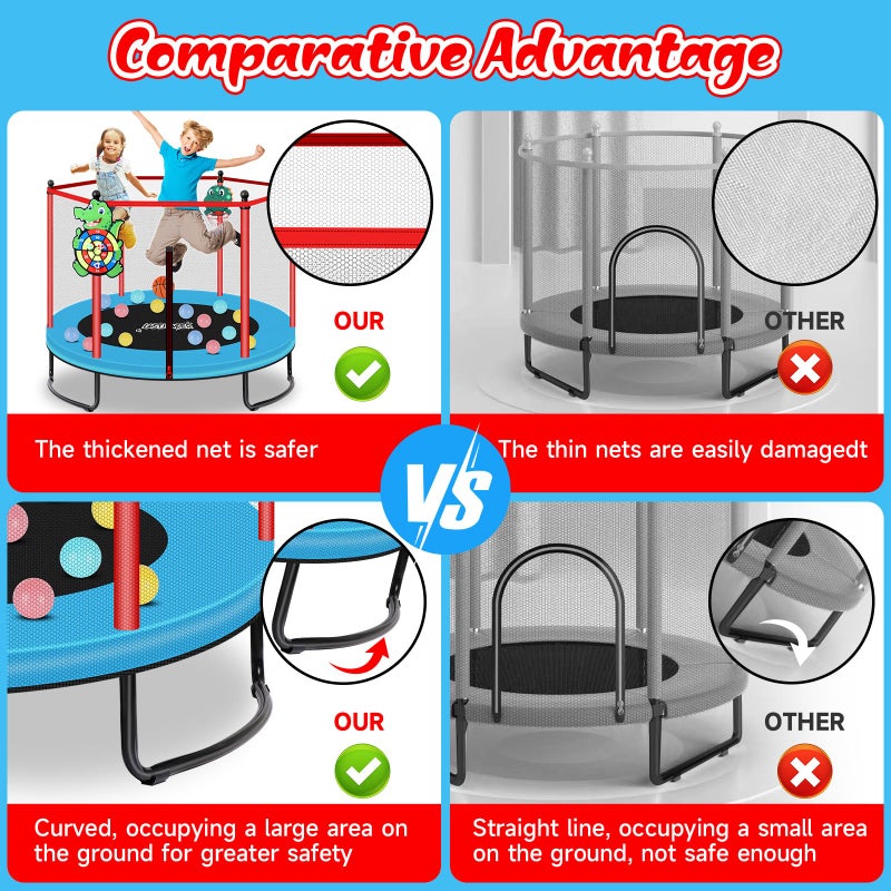 LASTJUMPER 5FT Kids Trampoline for Toddlers Age 3-6 Indoor Outdoorï¼Œ Small Trampoline for Kids with Basketball Hoop, Dart Board & Ball Pit, Baby Trampoline Toys, Birthday Gifts for Boys Girls - Image 3
