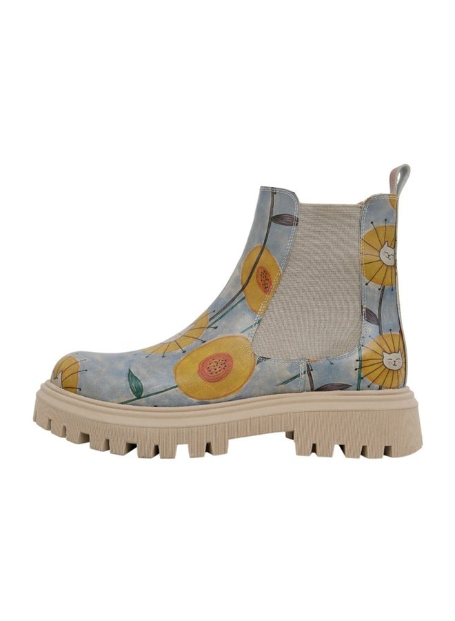 Dogo Women's Vegan Leather Multicolored Ankle Boots - Cat Flower Design. - Image 3