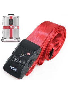 Rubik Luggage Strap with TSA Approved 3 Digit Lock, 160 Inch Premium Adjustable Travel Packing Belt for Bag Baggage Suitcase Safety (1 Pack, Red)  - Image 1