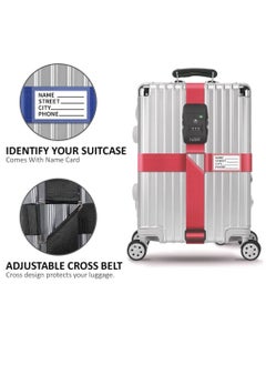Rubik Luggage Strap with TSA Approved 3 Digit Lock, 160 Inch Premium Adjustable Travel Packing Belt for Bag Baggage Suitcase Safety (1 Pack, Red)  - Image 2