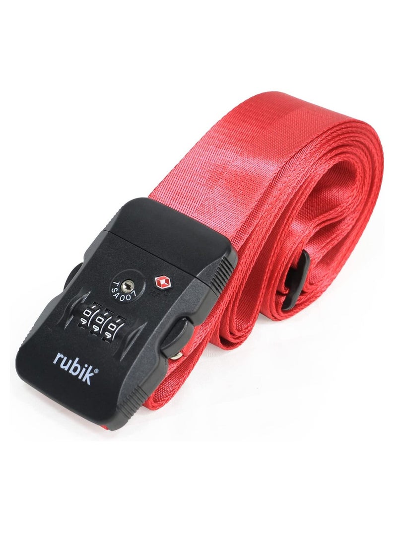Rubik Luggage Strap with TSA Approved 3 Digit Lock, 160 Inch Premium Adjustable Travel Packing Belt for Bag Baggage Suitcase Safety (1 Pack, Red)  - Image 4