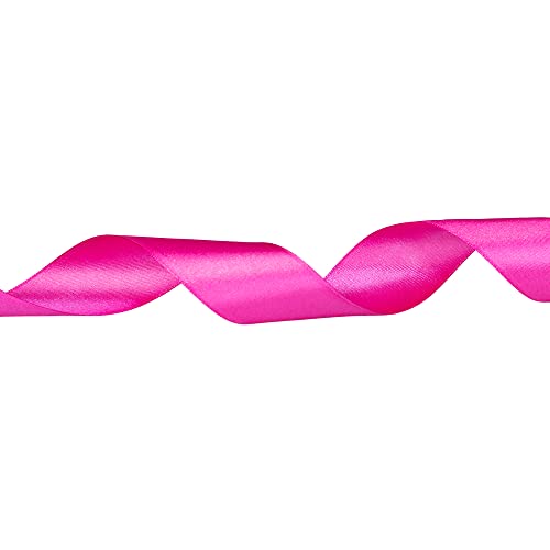 Craft County - 2 Inch Double Faced Satin Ribbon - Hot Pink - 25 Yards (75 ft) - Great for Crafts Projects, Wrapping, Weddings, Parties, Floral Projects, Home Décor, & More - Image 1