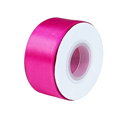 Craft County - 2 Inch Double Faced Satin Ribbon - Hot Pink - 25 Yards (75 ft) - Great for Crafts Projects, Wrapping, Weddings, Parties, Floral Projects, Home Décor, & More - Image 2