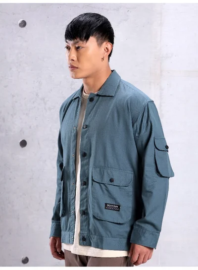 Beyoung True Blue Utility Pockets Shirt for Men