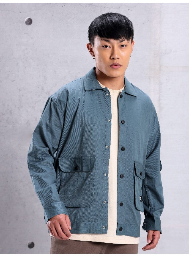 Beyoung True Blue Utility Pockets Shirt for Men  - Image 2