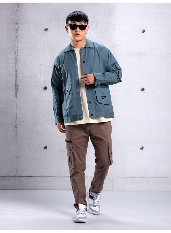 Beyoung True Blue Utility Pockets Shirt for Men  - Image 3