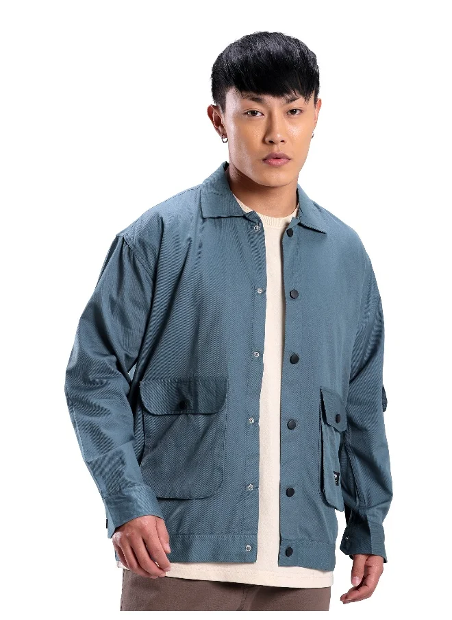Beyoung True Blue Utility Pockets Shirt for Men