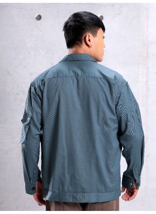 Beyoung True Blue Utility Pockets Shirt for Men