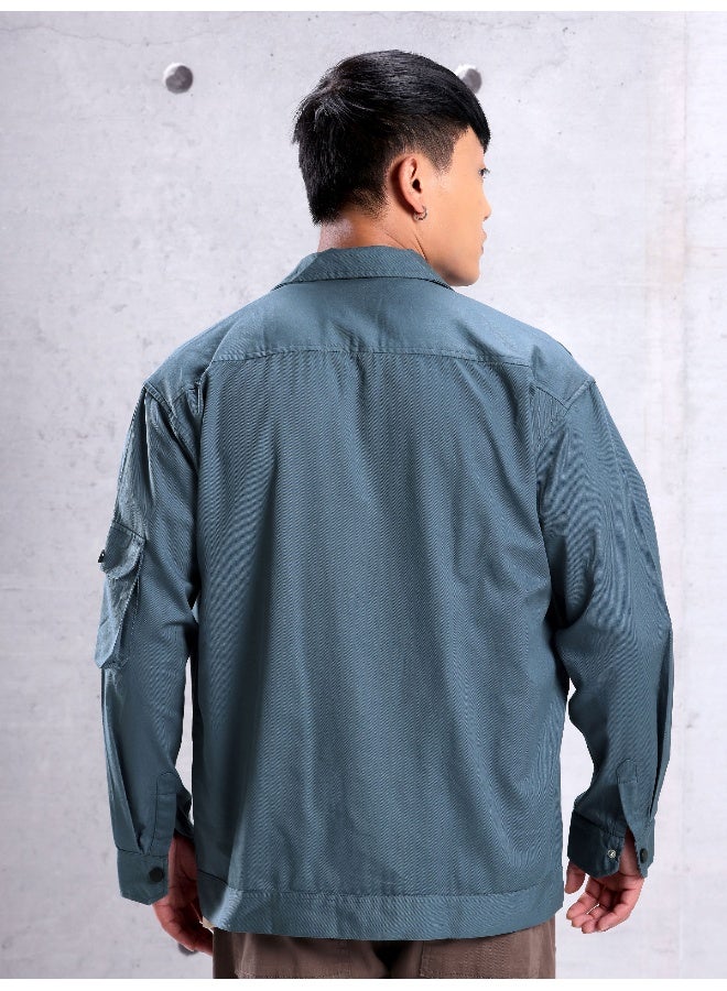 Beyoung True Blue Utility Pockets Shirt for Men  - Image 4