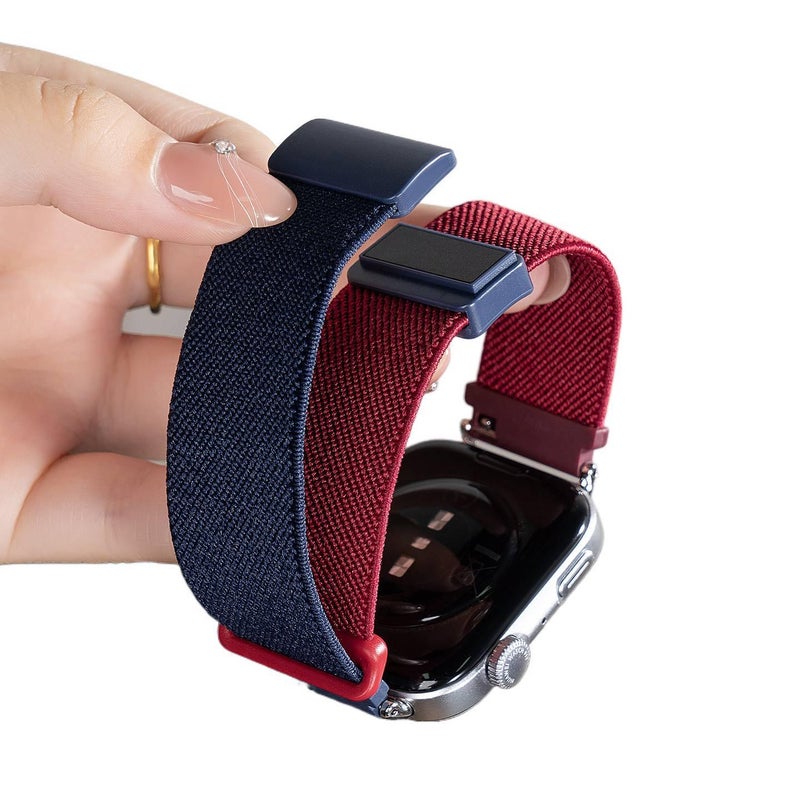 سوار ساعة ذكية سوار نايلون حلقي متوافق مع Samsung Galaxy Watch 7 Classic بملاءمة قابلة للتعديل وحزام بديل للاستخدام اليومي باللون أحمر قابل للتعديل - NUR - Image 3