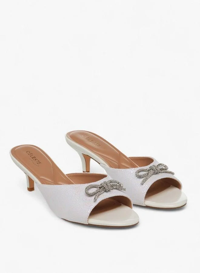 Celeste Women Embellished Bow Kitten Heel Sandals Ramadan Collection