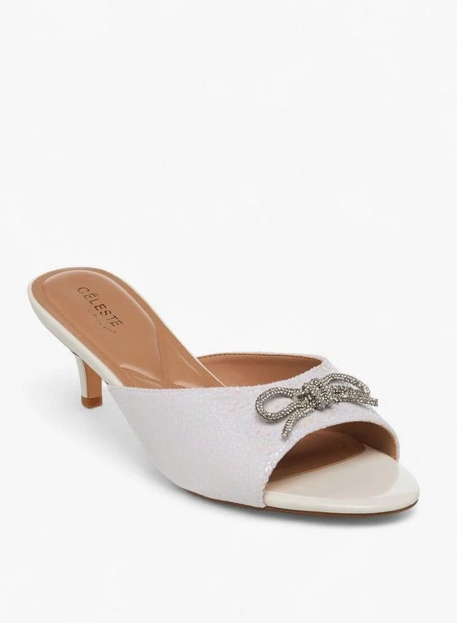 Celeste Women Embellished Bow Kitten Heel Sandals Ramadan Collection