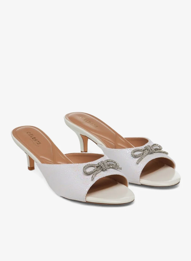 Celeste Women Embellished Bow Kitten Heel Sandals Ramadan Collection
