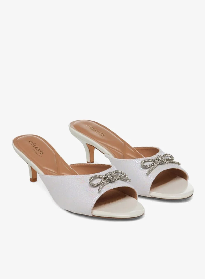 Celeste Women Embellished Bow Kitten Heel Sandals Ramadan Collection