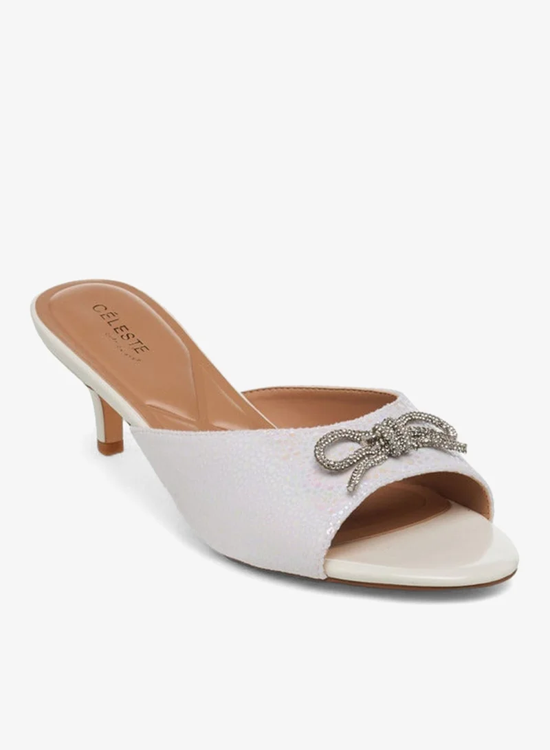 Celeste Women Embellished Bow Kitten Heel Sandals Ramadan Collection