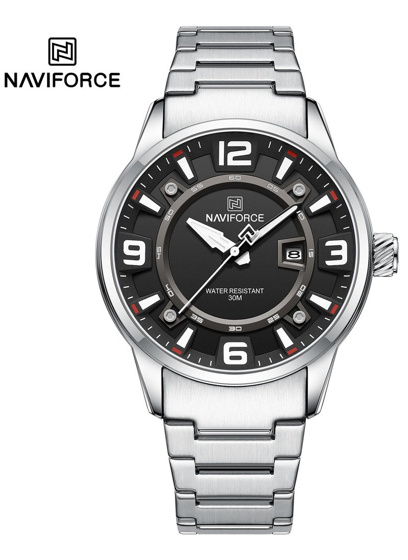 NAVIFORCE Elegant Stainless Steel Analog Wrist Watch for Men with Date Display Water Resistant Stylish Business and Casual Timepiece Durable Bracelet Comfortable Wear  - Image 1