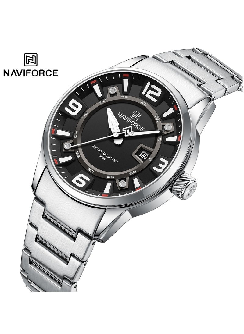 NAVIFORCE Elegant Stainless Steel Analog Wrist Watch for Men with Date Display Water Resistant Stylish Business and Casual Timepiece Durable Bracelet Comfortable Wear  - Image 2