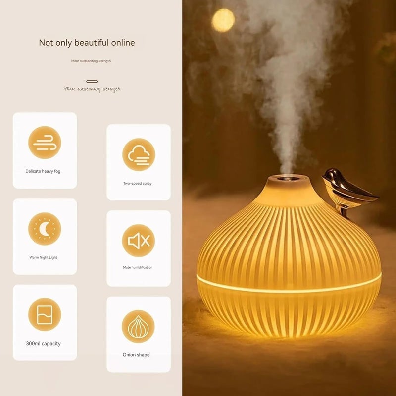 PURE NEST مرطب هواء على شكل بصل موزع زيت عطري بالموجات فوق الصوتية ضباب بارد هادئ محمول للمنزل والمكتب وغرفة الأطفال والسيارة يحسن جودة الهواء ويخفف الجفاف - Image 2