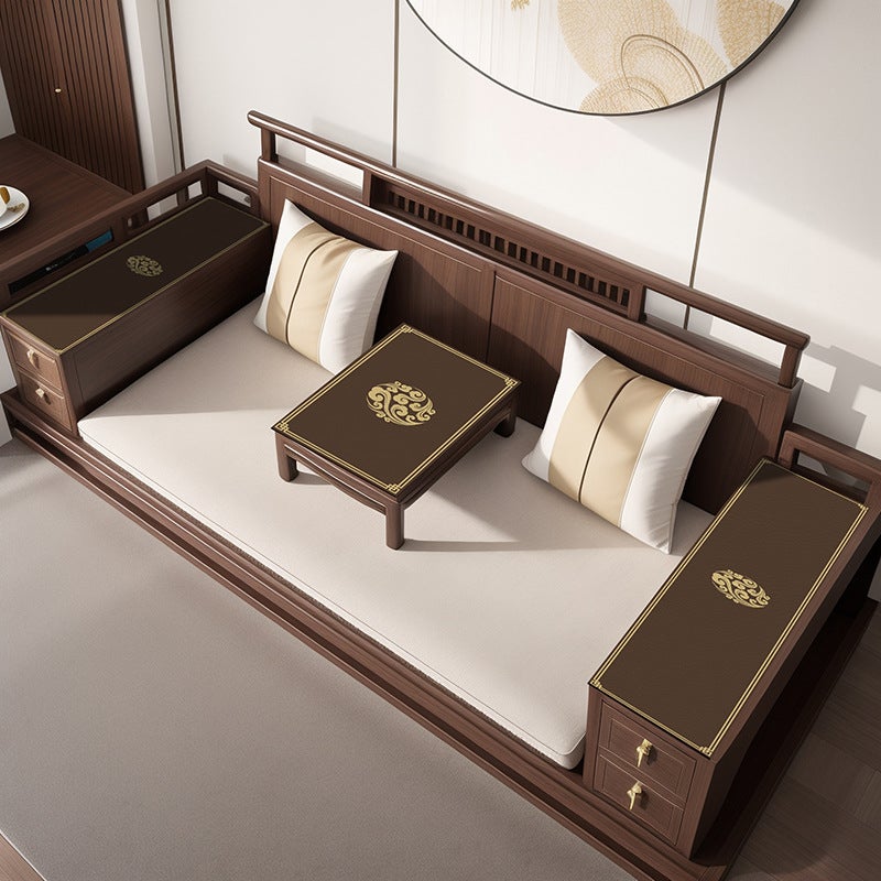 New Chinese Style Solid Wood Sofa Side Armrest Pad On Both Sides A Pair Of Soft Silicone Anti-Slip Mat Small Coffee Table Desktop Protection Pad - Image 1