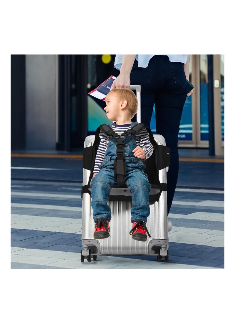 SYOSI - Carry on Luggage Seat for Toddler, Ride on Suitcase for Kids, Kids Travel Seat, Portable Foldable Luggage with Seat for Kids with Seat Belt, Portable Chair, Toddler Carrier for Free Parents' Hands - Image 1