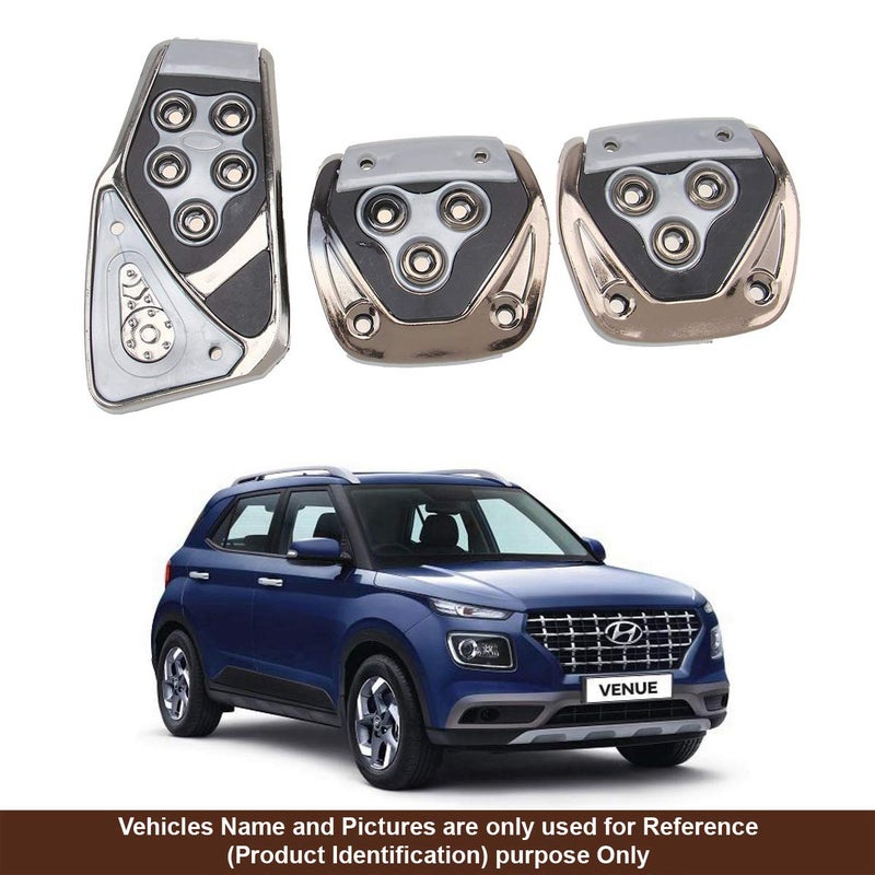 Oshotto مجموعة أغطية دواسات السيارة CS-375 غير قابلة للانزلاق 3 قطع متوافقة مع هيونداي فينيو (رمادي) - Image 2