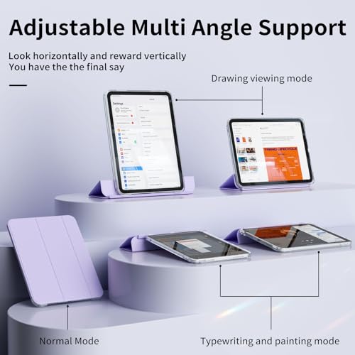 KenKe Cover for iPad (A16) 11th Generation 11 Inch 2025, iPad 10th Generation 10.9 Inch 2022, 2- in-1 Detachable Sliding Cover, Hybrid Slim Case with Clear Hard Back Shell, Auto Wake/Sleep, Purple - Image 4