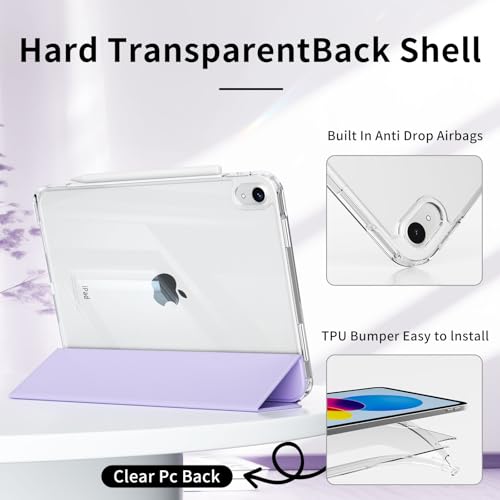 KenKe Cover for iPad (A16) 11th Generation 11 Inch 2025, iPad 10th Generation 10.9 Inch 2022, 2- in-1 Detachable Sliding Cover, Hybrid Slim Case with Clear Hard Back Shell, Auto Wake/Sleep, Purple - Image 5
