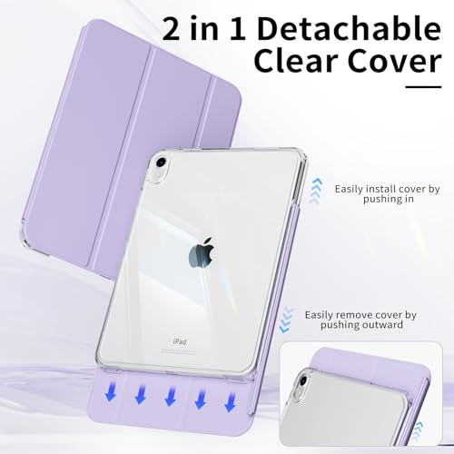 KenKe Cover for iPad (A16) 11th Generation 11 Inch 2025, iPad 10th Generation 10.9 Inch 2022, 2- in-1 Detachable Sliding Cover, Hybrid Slim Case with Clear Hard Back Shell, Auto Wake/Sleep, Purple - Image 3