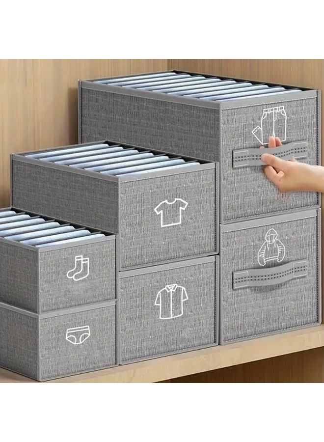 Foldable Clothes Organizer 7 Grids Storage Box 36x25cm Grey With Transparent Mesh - Image 2