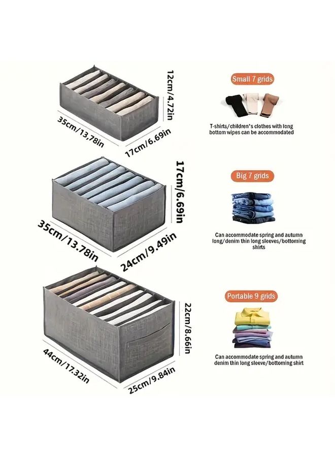 Foldable Clothes Organizer 7 Grids Storage Box 36x25cm Grey With Transparent Mesh - Image 3