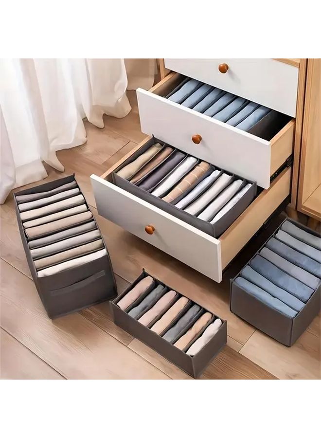 Foldable Clothes Organizer 7 Grids Storage Box 36x25cm Grey With Transparent Mesh - Image 4