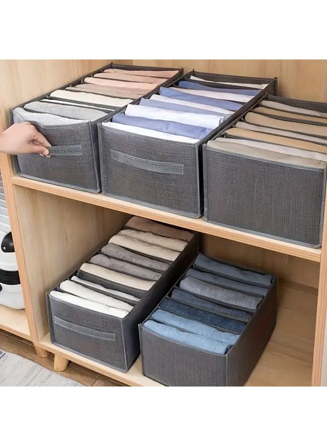 Foldable Clothes Organizer 7 Grids Storage Box 36x25cm Grey With Transparent Mesh - Image 5