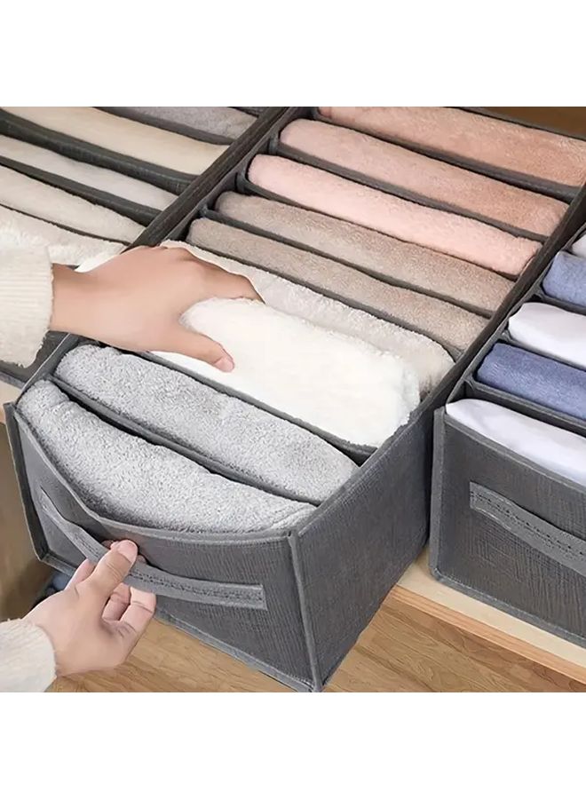 Foldable Clothes Organizer 7 Grids Storage Box 36x25cm Grey With Transparent Mesh - Image 1