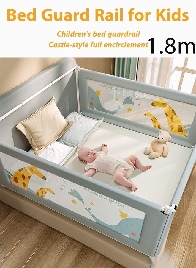 Bed Rail for Toddlers,Baby Bed Guard Rail with Dual Child Lock, Extra Long Neutral Guardrail for Full King Queen Size, Height Adjustment Safety Crib Side Railing for Kids-1 Pack (1.8m)  - Image 1