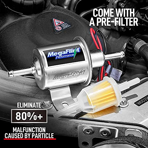 Megaflint Electric Fuel Pump - Inline Fuel Pump 12V, Universal Low Pressure 4-7 PSI Transfer Pump for Carburetor Gasoline and Diesel HEP-02A - Image 4