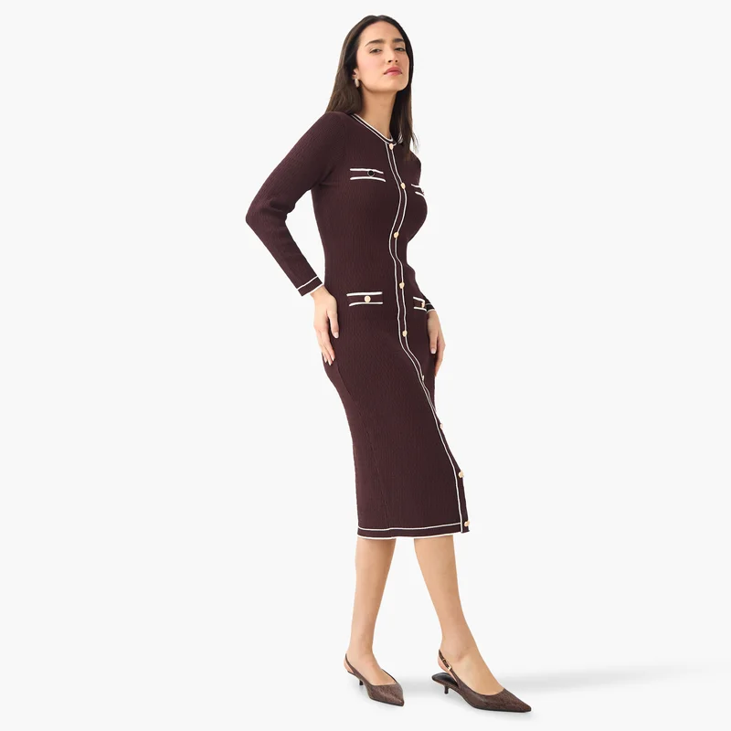 2Xtremz Bodycon Knit Dress With Pocket Detail