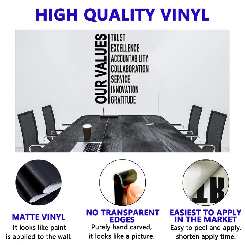 VODOE Inspirational Wall Stickers, Office Wall Decals, (Easy to Install), Art Decor Vinyl Quotes Teamwork Motivational Gym Classroom Work Positive Sports Basketball Adults Home Family, Our Values 13"X17" - Image 2