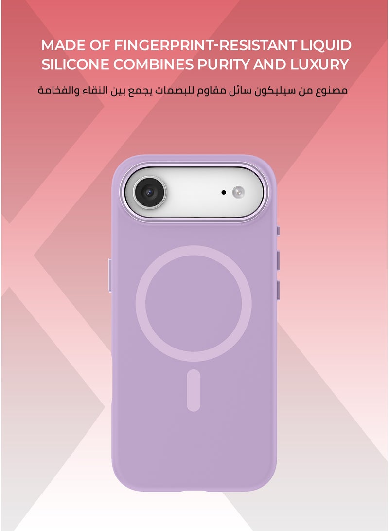 زوندا كفر بيور ايفون 17 اير ماج سيف لون بنفسجي- بطانة داخلية من المايكروفايبر لحماية من الخدوش،إطار كاميرا معدني مرتفع لحماية العدسة، مصنوع من السيليكون السائل مع طبقة مقاومة  للبصمات، متوافق مع ملحقات MagSafe - Image 2