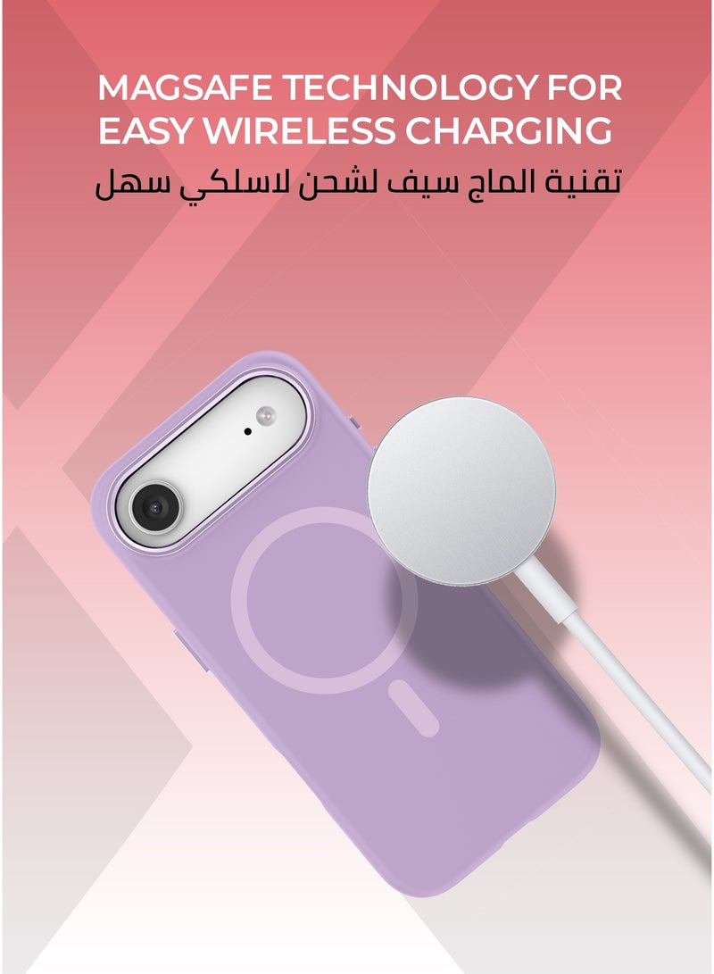 زوندا كفر بيور ايفون 17 اير ماج سيف لون بنفسجي- بطانة داخلية من المايكروفايبر لحماية من الخدوش،إطار كاميرا معدني مرتفع لحماية العدسة، مصنوع من السيليكون السائل مع طبقة مقاومة  للبصمات، متوافق مع ملحقات MagSafe - Image 5