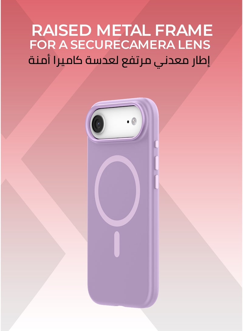 زوندا كفر بيور ايفون 17 اير ماج سيف لون بنفسجي- بطانة داخلية من المايكروفايبر لحماية من الخدوش،إطار كاميرا معدني مرتفع لحماية العدسة، مصنوع من السيليكون السائل مع طبقة مقاومة  للبصمات، متوافق مع ملحقات MagSafe - Image 4
