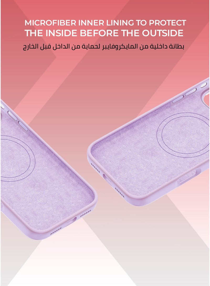 زوندا كفر بيور ايفون 17 اير ماج سيف لون بنفسجي- بطانة داخلية من المايكروفايبر لحماية من الخدوش،إطار كاميرا معدني مرتفع لحماية العدسة، مصنوع من السيليكون السائل مع طبقة مقاومة  للبصمات، متوافق مع ملحقات MagSafe - Image 3