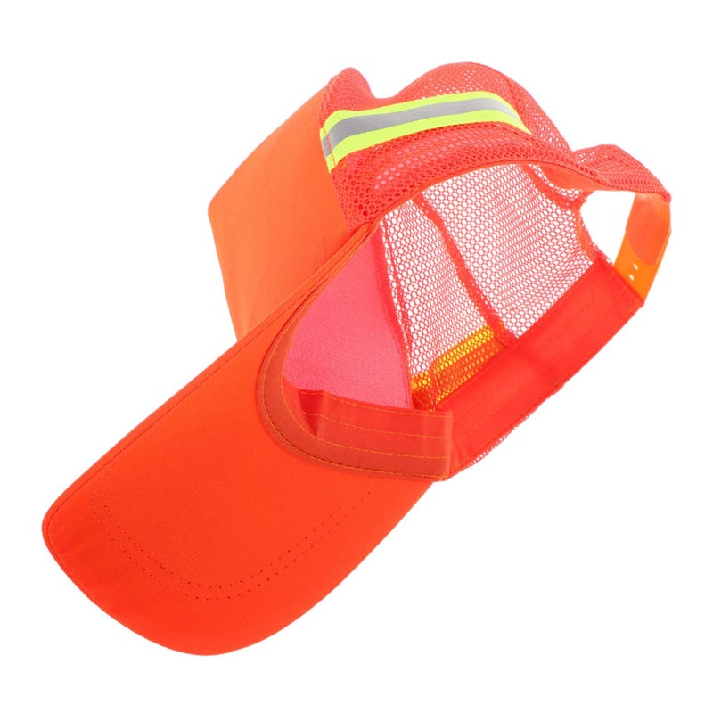 Orange Adjustable Safety Baseball Hat For Truckers Outdoor Work Enhanced Visibility Lightweight - Image 2