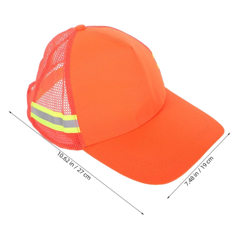 Orange Adjustable Safety Baseball Hat For Truckers Outdoor Work Enhanced Visibility Lightweight - Image 3