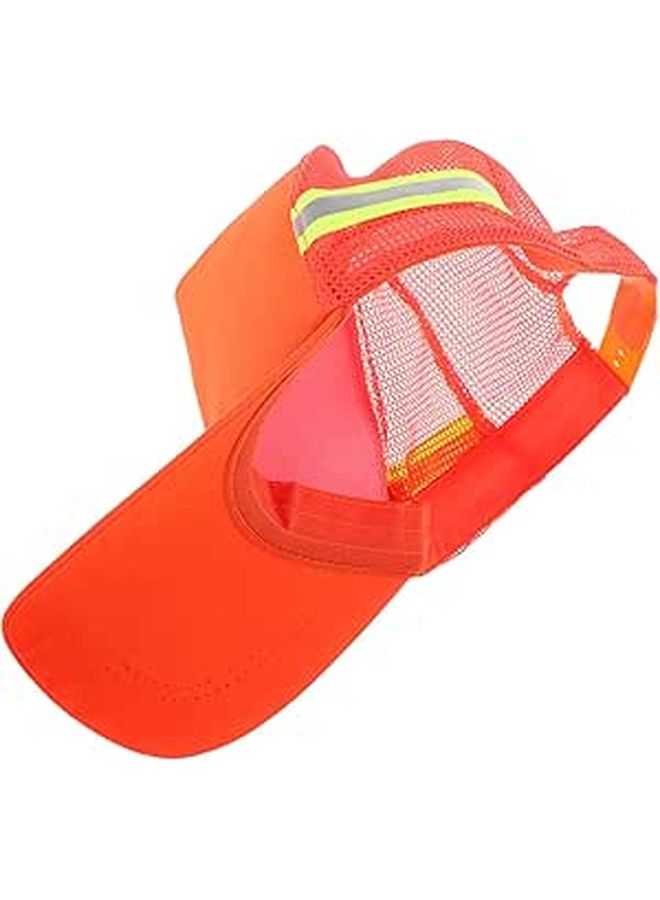Orange Adjustable Safety Baseball Hat For Truckers Outdoor Work Enhanced Visibility Lightweight - Image 1
