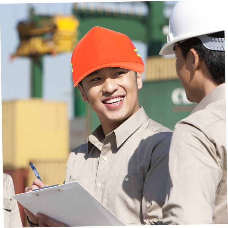 Orange Adjustable Safety Baseball Hat For Truckers Outdoor Work Enhanced Visibility Lightweight - Image 5