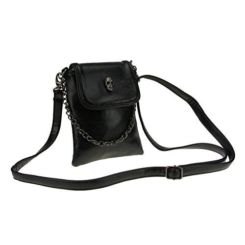 Fakeface Studded Skull Gothic Mini Chain Crossbody Shoulder Bag Satchel Travel Leather Tote Handbag Purse - Image 1